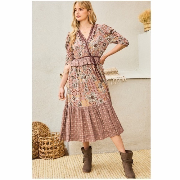 Haute Ellie Dresses & Skirts - SERA-Bohemian Homestead Flora Print Dress